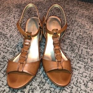 Liz Claiborne Brown Wedge Sandals Size 9.5